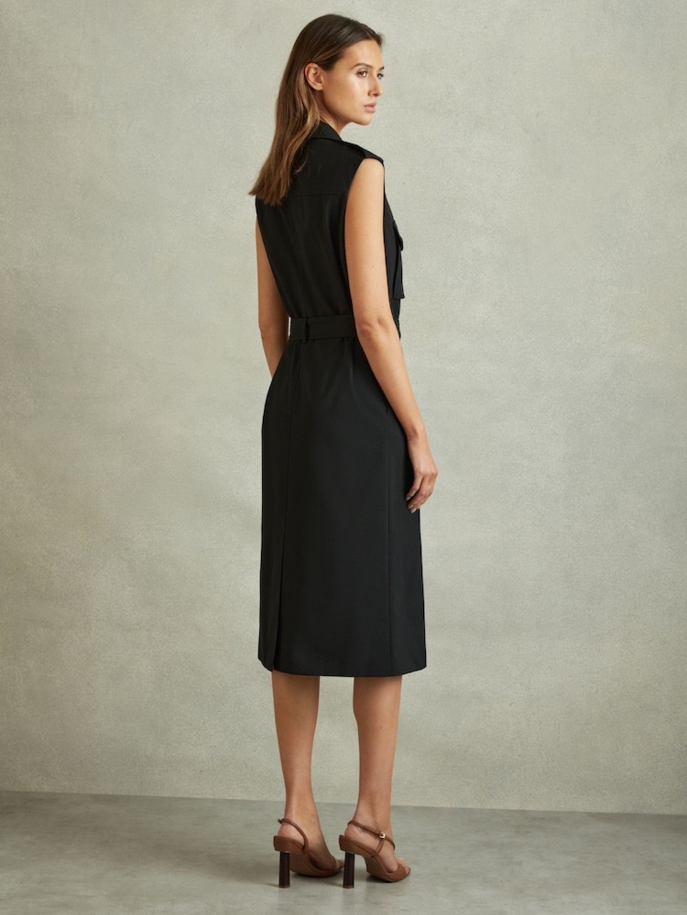 Reiss Kimora Double Breasted Wool Blend Black Midi Dress size 14 - Picture 2 of 13